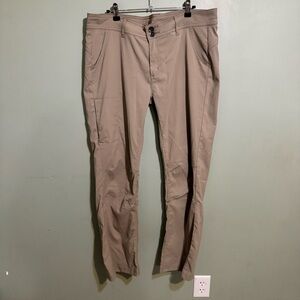 Prana Halle Hiking Outdoor UPF 50 Water Repellent Roll Up Pants Khaki Womens 14